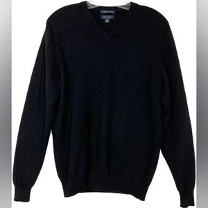 Men's Black Cashmere Sweater, Medium